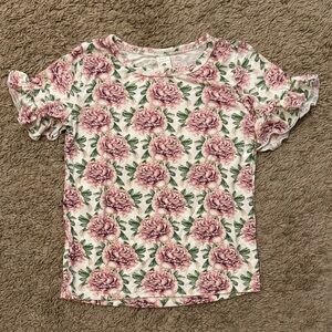 Kate Quinn Ruffle Sleeve Tee - Peonies